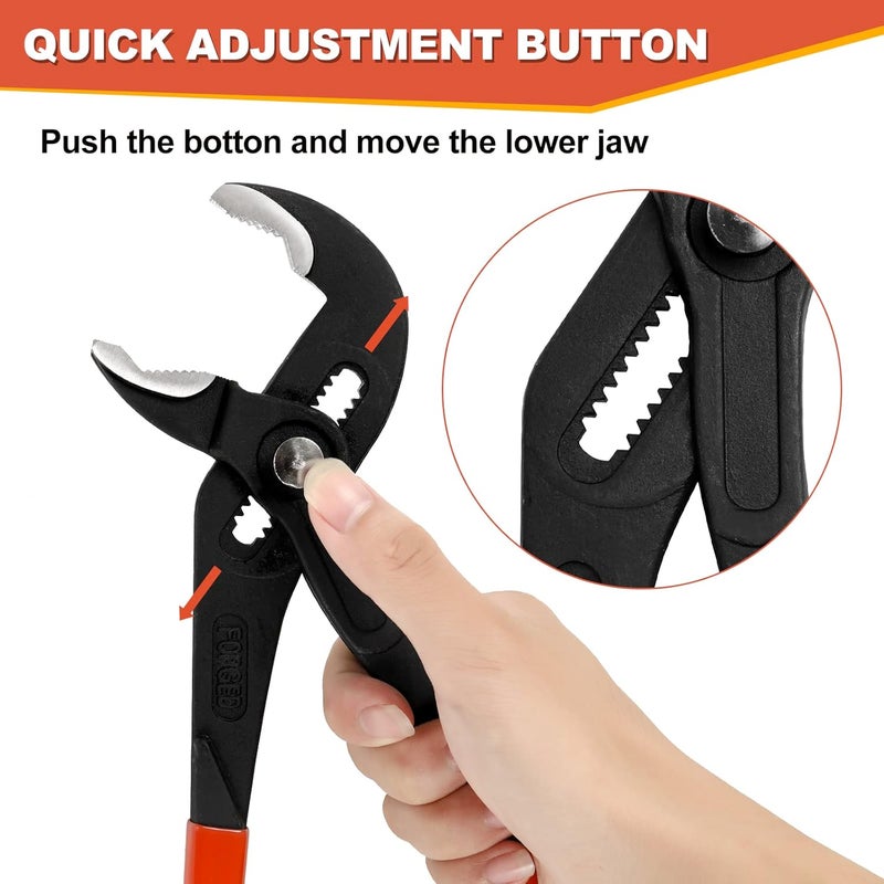 KOWSINDE 3-Piece Groove Joint Pliers Set, Adjustable Water Pump Pliers, V-Jaw Tongue and Groove Pliers, 7-inch, 10-inch, 12-inch - Image 4